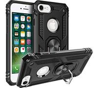 FETRIM Coque pour iPhone 8, Étui Antichoc Cover Anti Housse avec Bague Rotatif Support pour Apple iPhone 6 /6S /7/8 Noir