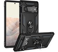 FETRIM Coque pour Pixel 6 Pro, Étui Antichoc Cover Anti Housse avec Bague Rotatif Support pour Google Pixel 6 Pro Noir