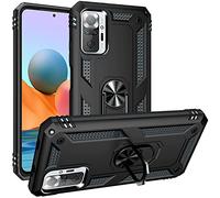 FETRIM Coque pour Redmi Note 10 Pro, Étui Antichoc Cover Anti Housse avec Bague Rotatif Support pour Redmi Note 10 Pro/Redmi Note 10 Pro Max Noir