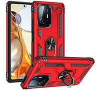 FETRIM Coque pour Redmi Note 11T 5G, Étui Antichoc Cover Anti Housse avec Bague Rotatif Support pour Redmi Note 11T 5G/Redmi Note 11 5G/Poco M4 Pro 5G Rouge