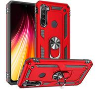 FETRIM Coque pour Redmi Note 8T, Étui Antichoc Cover Anti Housse avec Bague Rotatif Support pour Xiaomi Redmi Note 8T Rouge
