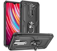 FETRIM Coque pour Xiaomi RedMi Note 8 Pro, Étui TPU PC Antichoc Cover Anti Rayure Housse Intégrée Plaque de Fer avec Bague Rotatif Support pour Xiaomi Redmi Note 8 Pro Noir
