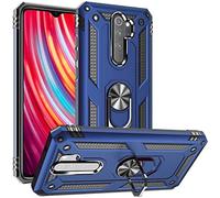 FETRIM Coque pour Xiaomi RedMi Note 8 Pro, Étui TPU PC Antichoc Cover Anti Rayure Housse Intégrée Plaque de Fer avec Bague Rotatif Support pour Xiaomi Redmi Note 8 Pro Bleu Marin