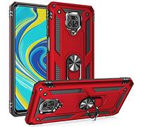 FETRIM Coque pour Xiaomi RedMi Note 9 Pro, Étui TPU PC Antichoc Cover Anti Rayure Housse Intégrée Plaque de Fer avec Bague Rotatif Support pour Redmi Note 9S/Note 9 Pro/Note 9 Pro Max Rouge