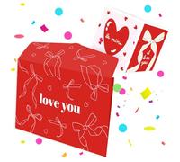 FETTIPOP 2 en 1 Enveloppe Surprise Explosion de Confettis Saint-Valentin, Carte Amour “I Love You”, Idée Cadeau Originale pour Argent, Billets, Cartes Cadeaux