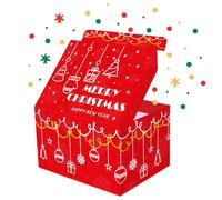 FETTIPOP Boîte Cadeau Noël Explosion Confettis (Merry Christmas), Surprise Originale Vide Premium, Pop up Box Drôle et Unique pour Noël, Coffret Cadeau Festif - 18,5 x 14 x 11 cm