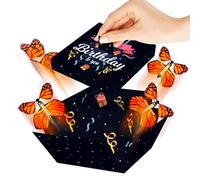 FETTIPOP Coffret Cadeau d'anniversaire Explosion Papillon (Premium Noir), Surprise Boîte pour Elle et Lui, Fêtes 14x14 cm