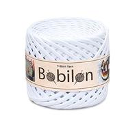 Fettuccini Zpagetti Style Fil de T-shirt 7-9 mm pour crochet, tricot, fil biologique, macramé T-Yarn, 100% coton, jersey Blanc neige