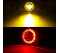 Feu Antibrouillard LED Angel Eye DRL 30 W H11 Feu Jour 12 V pour Ford pour Fiesta V VI Hatchback Van 2001 2002 2003 2004 2005 2006 2007 2008-2015 Projecteur Principal Feux Phares(Yellow and Red)