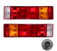 Feu arrière de camion 24 V avec prise Austrian - 7 broches (gauche) & 5 broches (droite) - Certifié ADR/GGVS & ECE - Feu arrière, feu stop, clignotant - Pour remorques, véhicules utilitaires, Mercedes