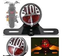 Feu Arrière de Moto Vintage, NATGIC 12V Universel Moto Rétro Feu Stop Feu arrière Support de Licence Feu Arrière pour Tous les Types de Motos et Vélos Modifiés
