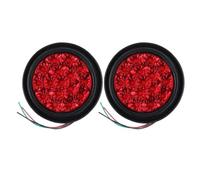 Feu Arrière Feu Arrière Rond 12V 24V 16 LED 4 Pouces Feu Stop Clignotant Indicateur D'avertissement Camion Remorque Camping-car Tracteur Paire Feux Arrière(2x Red 12V 24V)