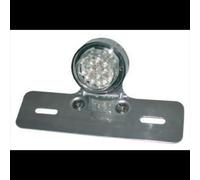 Feu arrière LED 12V cylindrique avec support de plaque alu pour moto cyclo mobylette