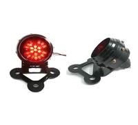 Feu arrière stop rond noir à LED 12V Mad Oldy pour moto custom old scool vintage