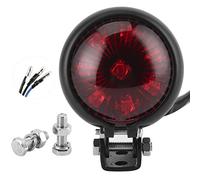 Feu arrière universel de frein de feu arrière de moto LED 12V avec tige de vis de fixation de montage(Red-Coquille noire)