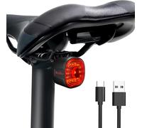 Feu Arrière Vélo Intelligents,Induction de Freinage USB Rechargeable,Etanche,6 Modes LED lumière arrière,Manuelle/Commutation Automatique,Eclairage vélo Arrêt de démarrage Automatique