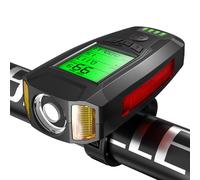 Feu Avant De Vélo 3 En 1 Usb 5 Led, Ordinateur De Bicyclette, Klaxon, Lampe De Poche, Odomètre Étanche Ipx4, Compteur De Vitesse