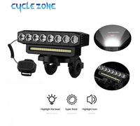 Feu avant de vélo à 5/8 LED, phare de cyclisme avec klaxon 120dB, 6 Modes d'éclairage, sonnette de vélo de route et vtt, facile à installer HYD-059