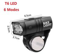 Feu Avant De Vélo Led T6, 6 Modes, Usb, Rechargeable, 10w, 800lm, Phare Avant, Lampe Torche, Accessoires