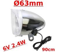 Feu Avant Dynamo Rond D63mm Acier Chrome Lampe Velo Vintage Retro Ville Route