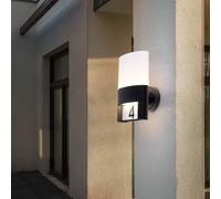 Applique murale extérieure applique numéro de maison lumière extérieure IP54, applique maison terrasse jardin, métal noir, autocollant, 1x LED 10,5W 660Lm 3000K, HxLxP 28x15,5x13,5cm, Wofi 12227 