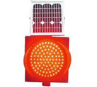 Feu clignotant d'avertissement de circulation à DEL ambré à énergie solaire de 12 pouces - Balise durable et facile à installer for la route(Red)