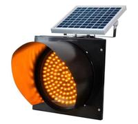 Feu clignotant d'avertissement de circulation à DEL ambré à énergie solaire de 12 pouces - Balise durable for la route et la visibilité(Yellow)
