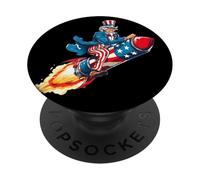 Feu d'artifice Heureux avec fusée Patriotique pour Homme et Femme PopSockets PopGrip Adhésif