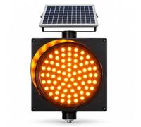 Feu d'avertissement Clignotant Solaire LED avec Panneau Solaire 30cm | Feu clignotant jaune, boîtier étanche IP65 avec pare-soleil, pour ponts, virages et postes de péage