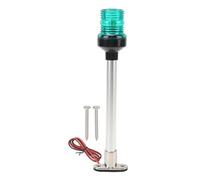 Feu de bateau de 12 pouces à 360 degrés LED autour du feu de navigation pour yacht marin vert avec base en acier inoxydable 316 et poteau en aluminium 33 perles LED 12-24 V large (Verte)