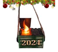 Feu de benne à ordures d'arbre de Noël, ornement d'arbre de Noël, incendie de benne à ordures, pendentif décoratif pour Noël | Pendentif en forme de feu pour benne à LED pour fête, drôle ou
