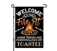 Feu De Camp Bienvenue À Notre Foyer Garden Flag Décoratif Drapeau De Jardin Résistant Aux Intempéries Drapeau Pour Balcon Pelouse Intérieur 30X45Cm