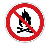 Feu de camp interdit - Panneau d'interdiction - Conforme à la norme DIN EN ISO 7010 / ASR A1.40