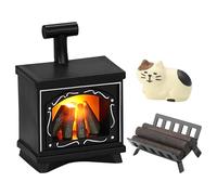 Feu de camp LED - Lutin - Accessoires de Noël - Mini maison de poupée - Cheminée LED - Lutin - Cheminée - Flamme de ville - Lutin LED - Mini foyer de poupée - Accessoires - Mini feu de camp