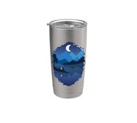 Feu de camp pour camping, nuit, clair de lune Gobelet isotherme en acier inoxydable double paroi