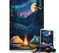 Feu de Camp sous la Lune Puzzle 1000 pièces pour Adultes Exercice cognitif Évasion reposante sans Bords Rugueux (50x75cm)
