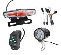 Feu de Frein Moto Ensemble Universel De Feux Freinage Et Arrière LED Support Vélo Interrupteur Phare Feu(Black)