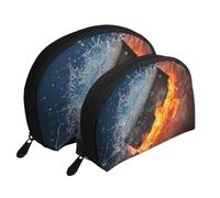 Feu de Hockey sur Glace, Trousse de Maquillage Coquille Femme Petit Porte-Monnaie Trousse de Toilette Trousse à cosmétiques 2 pièces