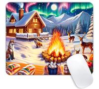 Feu De Joie De Noël Tapis De Souris Bords Cousus Tapis Souris Base en Caoutchouc Mouse Pad pour Pc Travail Maison 25X30Cm