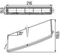Hella Feu diurne LED Ledayline 2Pt 010 043-041 24V Droit Voyant limpide Blanc Câble 500 mm Fiche AMP