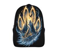 feu de l'esprit du loup sac à dos étudiant solide et robuste sacs d'école 2 compartiment pour adolescent animaux sac à dos 3d imprimé-16,garçons filles pour l'école les voyages les affaires
