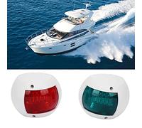 Feu de Navigation Latéral pour Bateau, Paire Rouge et Vert Sphérique LED Étanche DC12V-24V 3W (Blanc)