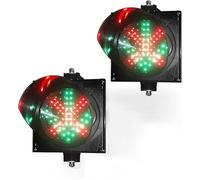 Feu De Signalisation LED Ф200mm (8 in), Lumière LED Stop D Go 2 en 1, Lampe Indicatrice De Trafic Croix-Rouge Green Arrow, étanche Ip65, pour Route, Station De Péage, Portail Rési, 2PCS