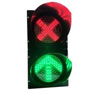 Feu de signalisation LED - Lampe étanche 200 mm/8 Pouces avec Croix Rouge et flèche Verte pour Routes, quais de Chargement industriels, gares de péage (220 V CA)