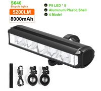 Feu de vélo 8000mAh 5 LED, lampe de poche avant Rechargeable, phare 5200LM avec batterie externe, accessoires de vélo S630