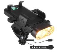Feu de Vélo LED Rechargeable avec Support Téléphone et Haut-parleur | Abs Noir, Guidon Compatible, Visibilité Renforcée, Usage Quotidien et Route, Charge Usb, Format Compact