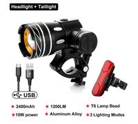 Feu De Vélo Led T6 Rechargeable Par Usb, Phare Arrière Réglable, Lanterne De Vélo, Accessoires De Bicyclette