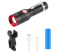 Feu De Vélo Ultra-Lumineux 8000 Lumens, Zoom T6, Lampe Torche Avant Led Pour Bicyclette, Rechargeable Par Usb, Lumière De Cyclisme Avec Batterie 18650