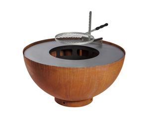 Feu du Jardin Braséro barbecue en acier boule oxydé 100 cm - BOULE+GRILL