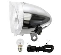 Feu Dynamo Avant Rond Velo Acier Chrome 6v 2.4w Lape Ampoule Cable Cycle Ville Vintage